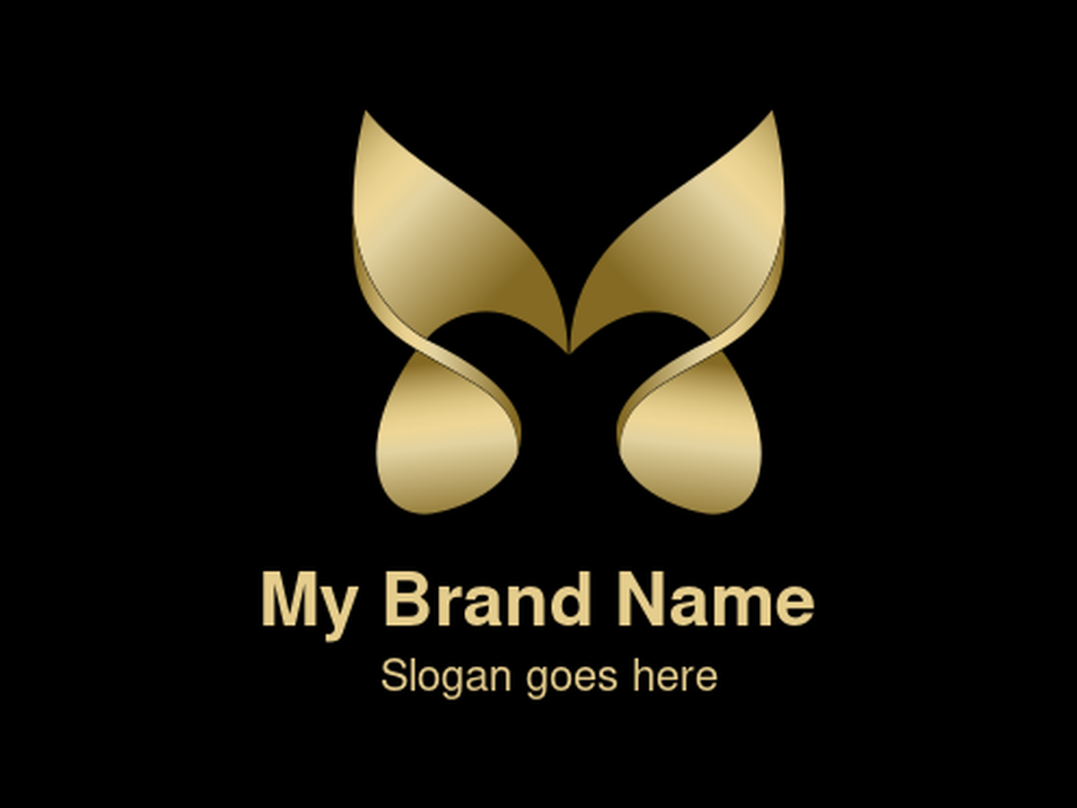 Elegant Abstract Golden Ribbon Butterfly Logo – Ideal for Luxury Fashion, Beauty, Jewelry, High-End Consulting, and Transformative Wellness Brands